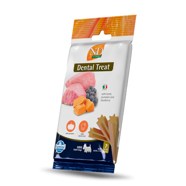 Farmina N&D Pumpkin Canine Dental Treat With Lamb, Pumpkin And Blueberry Adult Mini 60gr