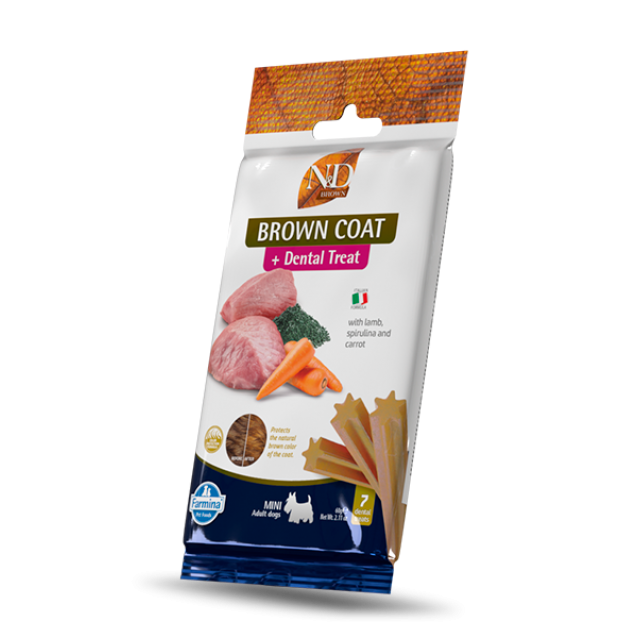 Farmina N&D Brown Dog Dental Treat With Lamb, Spirulina & Carrot Adult Mini 60gr