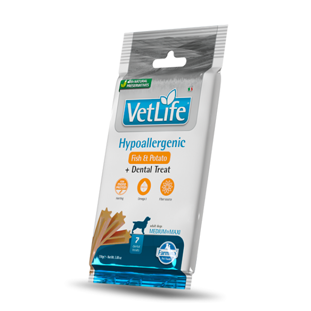 Farmina Vet Life Canine Dental Treat Hypoallergenic With Fish & Potato Adult Medium/Maxi 110gr