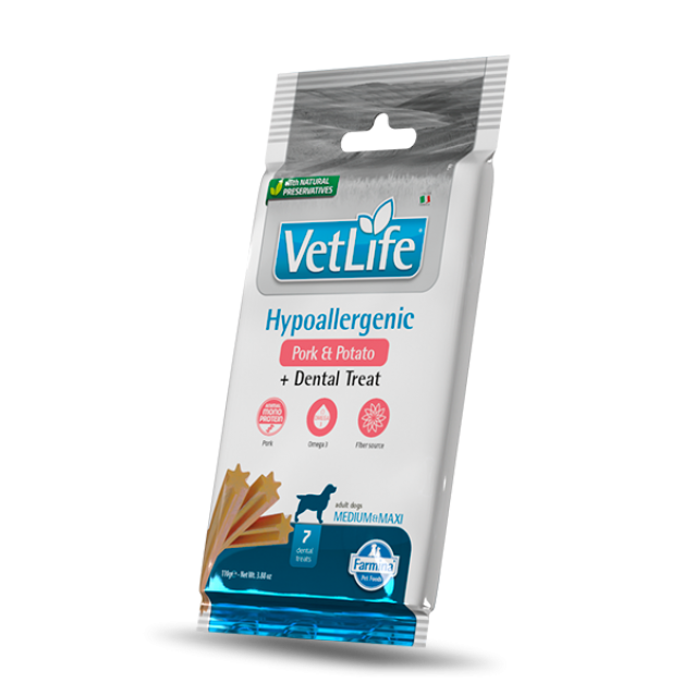 Farmina Vet Life Canine Dental Treat Hypoallergenic With Pork & Potato Adult Medium/Maxi 110gr