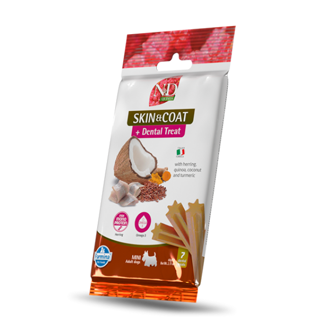 Farmina N&D Quinoa Canine Dental Treat Skin & Coat Herring Adult Mini 60gr