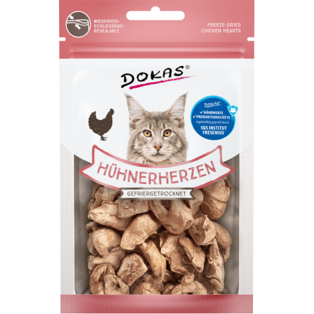 Dokas Λιχουδιές Γάτας Freeze Dried Chicken Hearts 15gr
