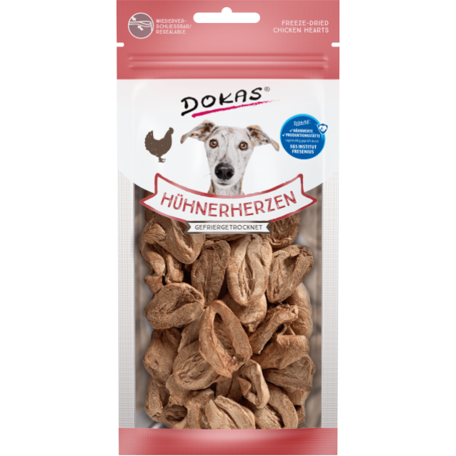Dokas Λιχουδιές Σκύλου Freeze Dried Chicken Hearts 22gr