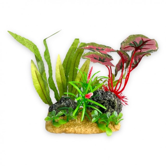 Aqua One Διακοσμητικό Ενυδρείου Java Fern – Bicolor Caladium & Pongolon Wood 28x15x15cm