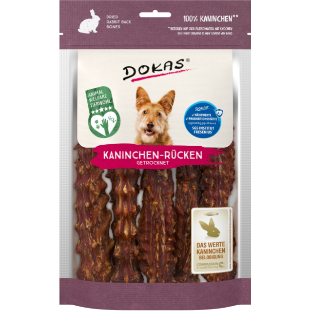 Dokas Λιχουδιές Σκύλου Rabbit Back Bones Dried 120gr