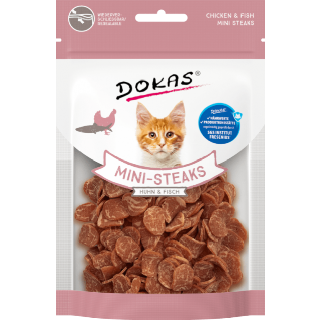 Dokas Λιχουδιές Γάτας Mini Steaks Chicken & Fish 25gr
