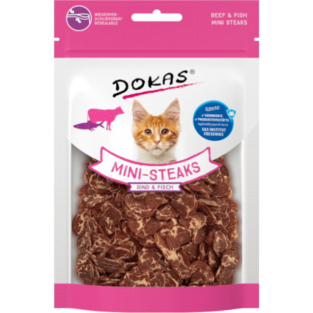 Dokas Λιχουδιές Γάτας Mini Steaks Beef & Fish 25gr