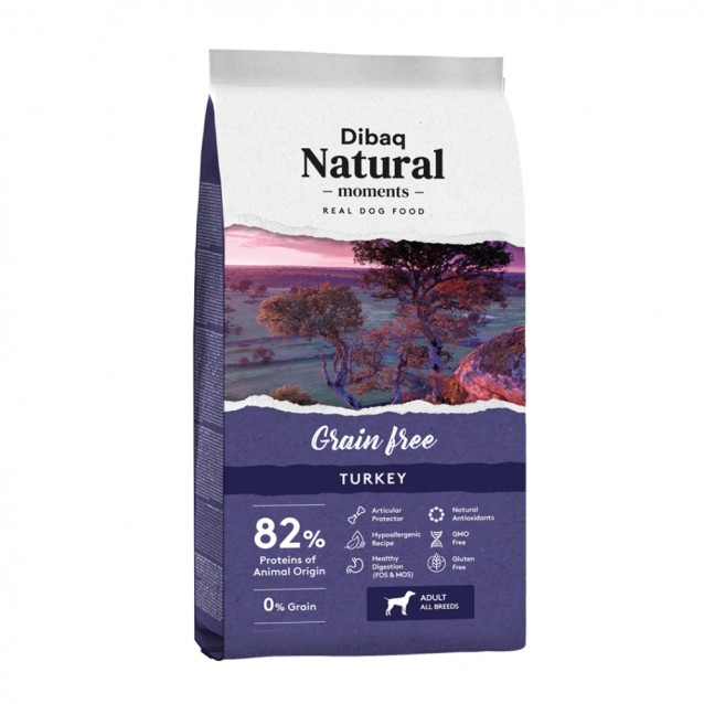 Dibaq Natural Moments Hypoallergenic Grain free All Breeds Με Γαλοπούλα 12kg