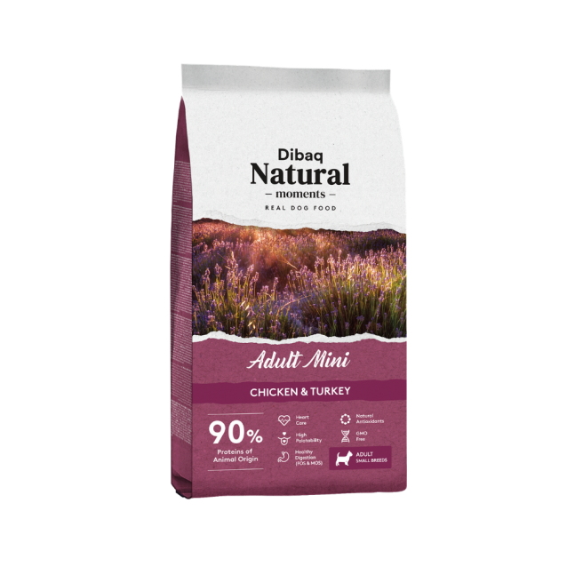 Dibaq Natural Moments Low Grain Τροφή για Ενήλικους Μικρόσωμων Φυλών Με Κοτόπουλο & Γαλοπούλα 3kg