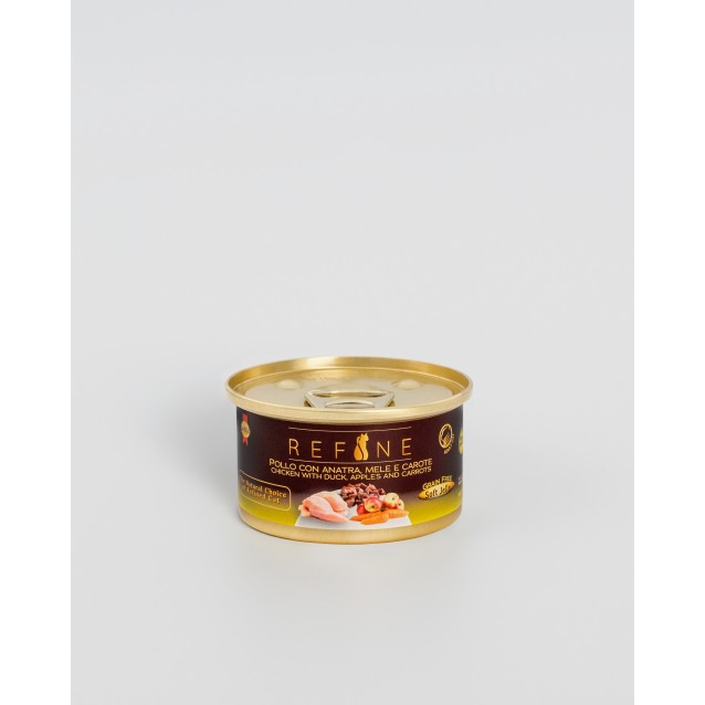 Refine Κονσέρβα Γάτας Home Cooking Κοτόπουλο Με Πάπια, Μήλα Και Καρότα 80gr