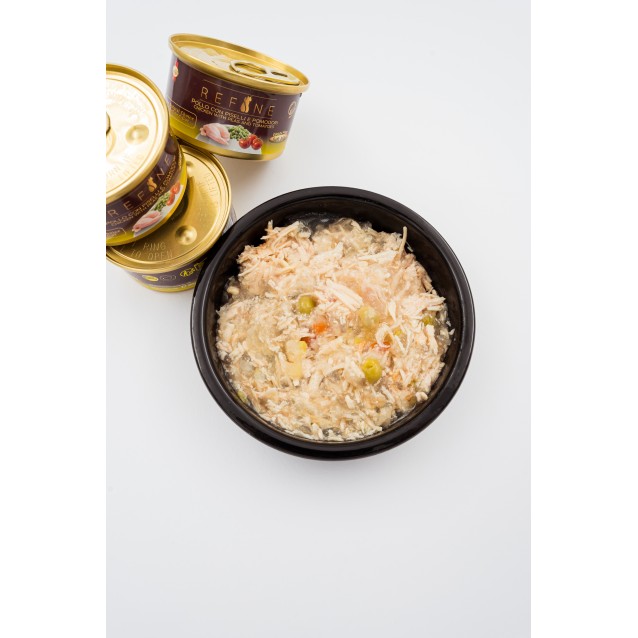 Refine Κονσέρβα Γάτας Home Cooking Κοτόπουλο Με Αρακά Και Ντομάτες 80gr