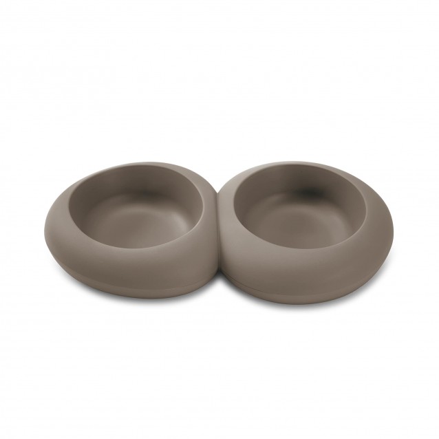Imac Διπλό Πλαστικό Μπολ Σκύλου & Γάτας Pebbles D06 Καφέ 600ml