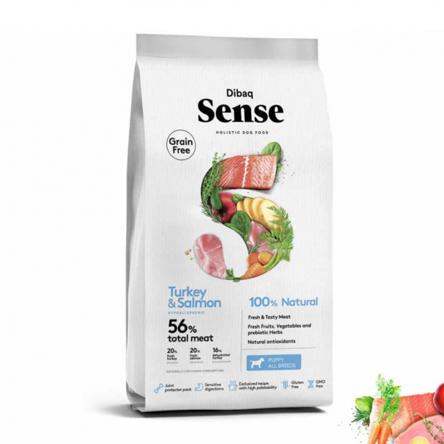 Dibaq Sense Holistic Hypoallergenic Grain Free Turkey & Salmon Puppy 2kg