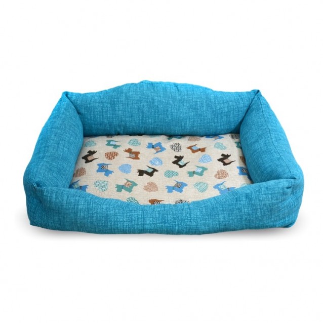 Madpet Κρεβάτι Classic Πετρόλ με Σκυλάκια 60x43x14cm