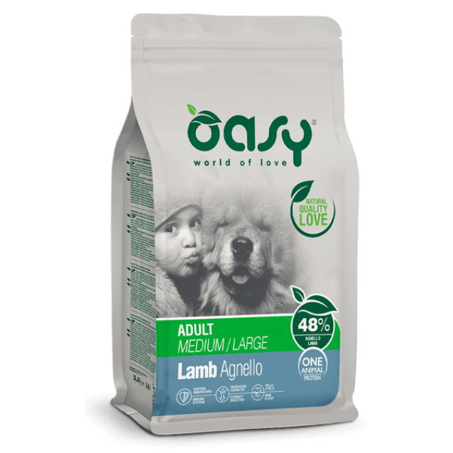 Oasy Dry Dog One Animal Protein Adult Medium/Large Lamb 12kg