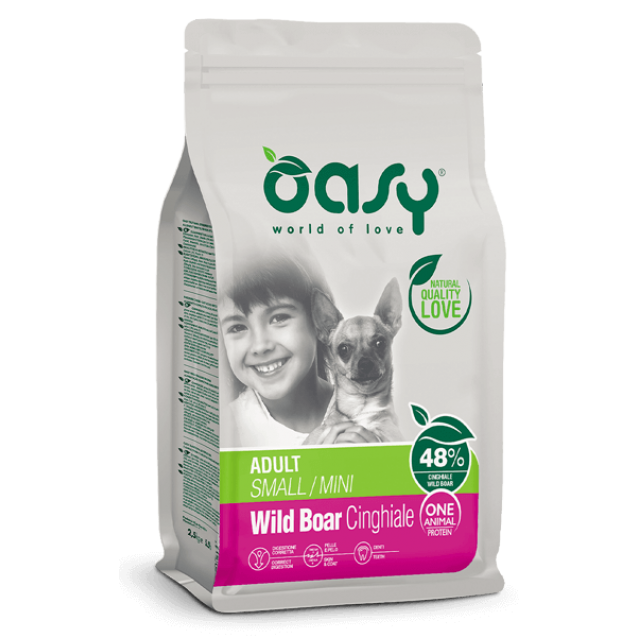Oasy Dry Dog One Animal Protein Adult Small/Mini Wild Boar 800gr