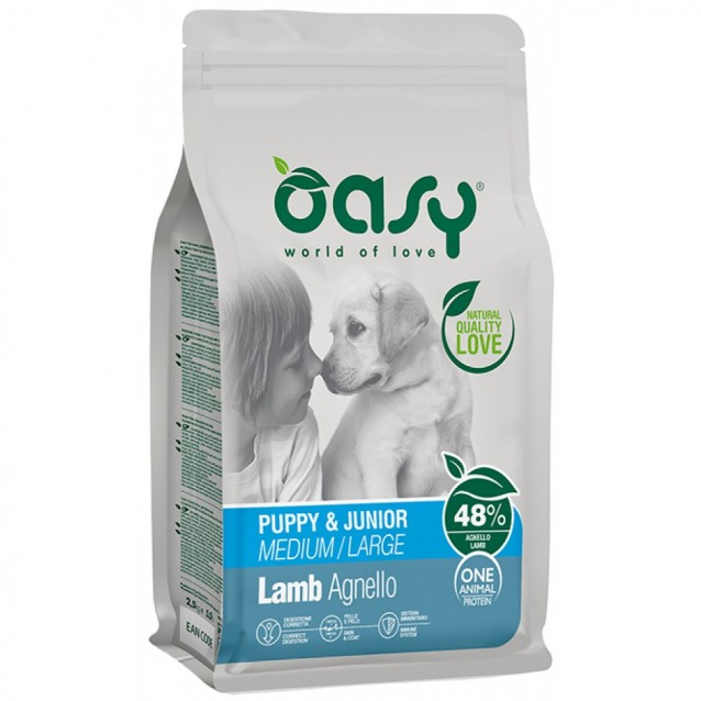 Oasy Dry Dog One Animal Protein Puppy & Junior Medium/Large Lamb 12kg