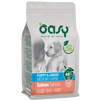 Oasy Dry Dog One Animal Protein Puppy & Junior Medium-Large Salmon 12kg
