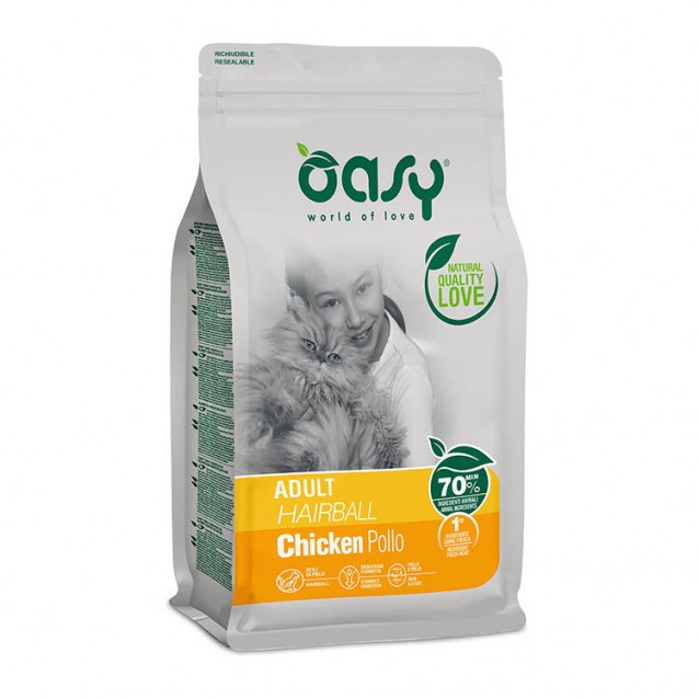 Oasy Dry Cat Lifestage Adult Hairball Chicken 300gr