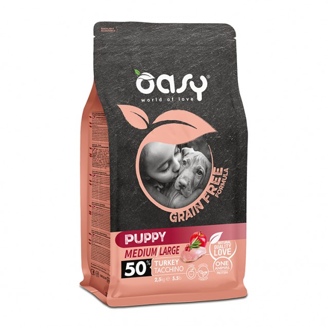 Oasy Grain Free Formula Puppy Medium/Large Turkey 2.5kg