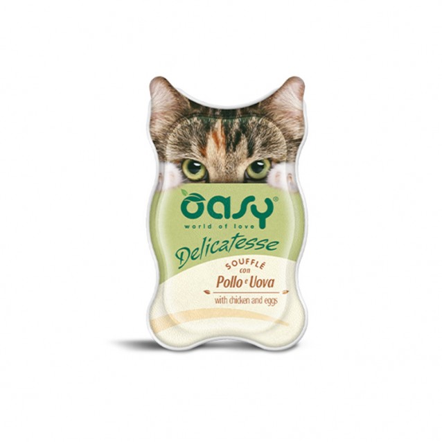 Oasy Wet Cat Delicatesse Adult Σουφλέ Κοτόπουλο & Αυγά 85gr
