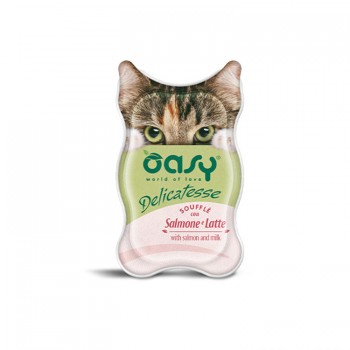 Oasy Wet Cat Delicatesse Adult Σουφλέ Με Σολομό & Γάλα 85gr