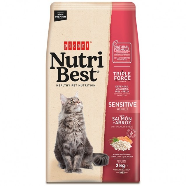 Picart  NutriBest Cat Adult Sensitive Salmon & Rice Premium 2kg