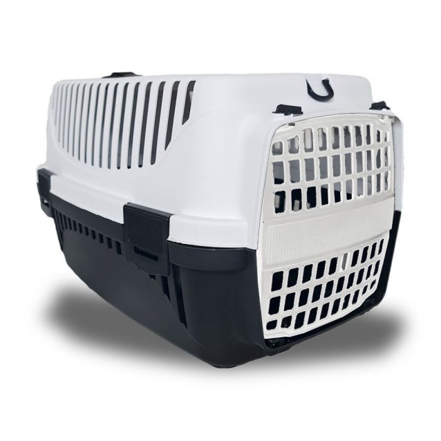 Pet Plast Art Κλουβί Μεταφοράς Κατοικίδιων Με Πλαστική Πόρτα & Αποθήκευση Μαύρο/Άσπρο Max 8kg