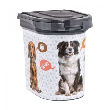 Pet Plast Art Πλαστικός Κάδος Αποθήκευσης Τροφής Κατοικίδιων Με Καπάκι 33lt Άσπρο/Μαύρο 44x41x32,5cm