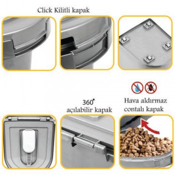 Pet Plast Art Πλαστικός Κάδος Αποθήκευσης Τροφής Κατοικίδιων Με Καπάκι 33lt Άσπρο/Μαύρο 44x41x32,5cm