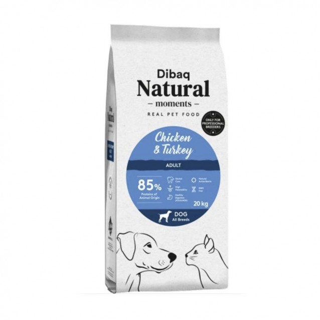 Dibaq Natural Moments Breeders Adult All Breeds Low Grain Με Κοτόπουλο & Γαλοπούλα 20kg
