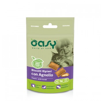 Oasy Σνακ Γάτας Γεμιστά Μπισκοτάκια Με Αρνί 60gr