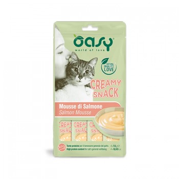 Oasy Σνακ Γάτας Creamy Mousse Σολομός 4x15gr