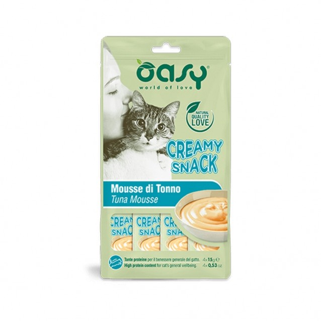 Oasy Σνακ Γάτας Creamy Mousse Τόνος 4x15gr