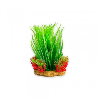 Aqua One Διακοσμητικό Ενυδρείου Red/Green Hairgrass on Rock 11x11x13,5cm