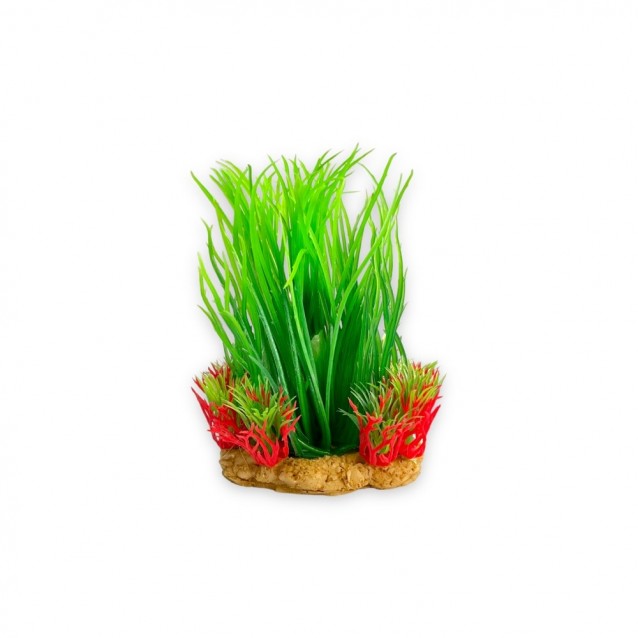 Aqua One Διακοσμητικό Ενυδρείου Red/Green Hairgrass on Rock 11x11x13,5cm