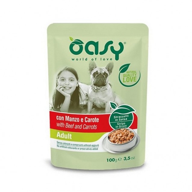 Oasy Strips in Gravy Φακελάκι Adult Βοδινό-Καρότο 100gr
