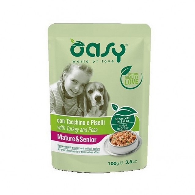 Oasy Strips in Gravy Φακελάκι Senior Γαλοπούλα-Αρακά 100gr