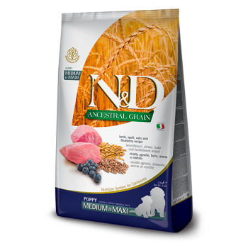 Farmina N&D Puppy Ancestral Grain Lamb & Blueberry Med/Maxi 12kg
