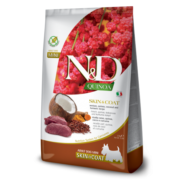 Farmina N&D Adult Dog Mini Quinoa Skin & Coat With Venison 2.5kg