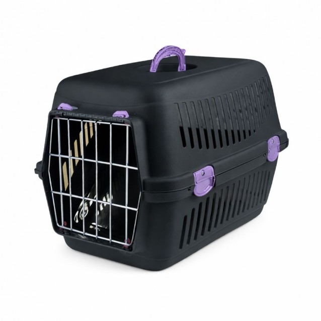 Felix Mix Box Μεταφοράς Με Μεταλλική Πόρτα Μαύρο/Μωβ 48x32,5x32,5cm
