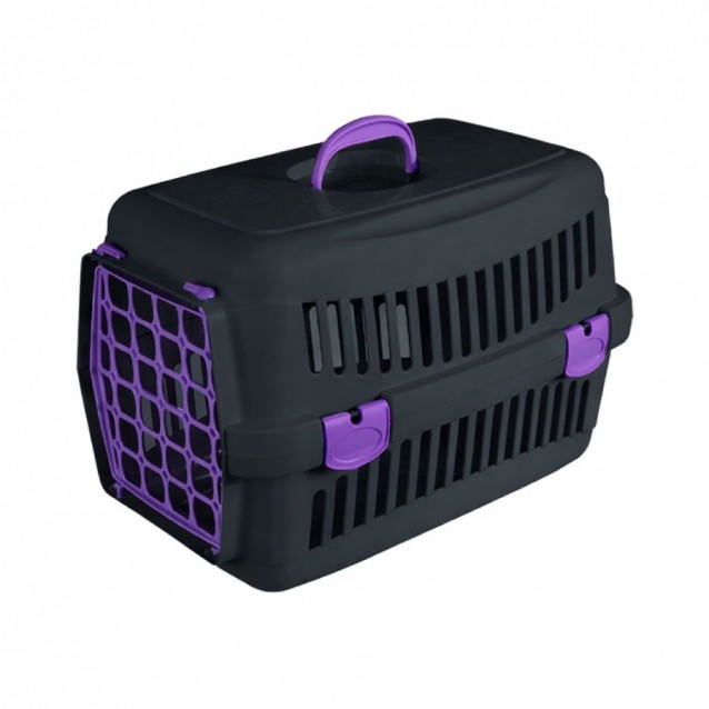 Felix Mix Box Μεταφοράς Με Πλαστική Πόρτα Μαυρο/Μωβ 48x32,5x32,5cm