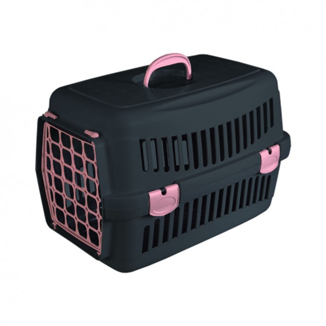 Felix Mix Box Μεταφοράς Με Πλαστική Πόρτα Μαυρο/Ροζ 48x32,5x32,5cm
