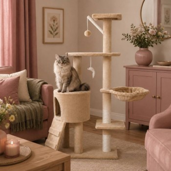 The Claw & Order Grey Loft Cat Tree 48×34×138 cm Ονυχοδρόμιο