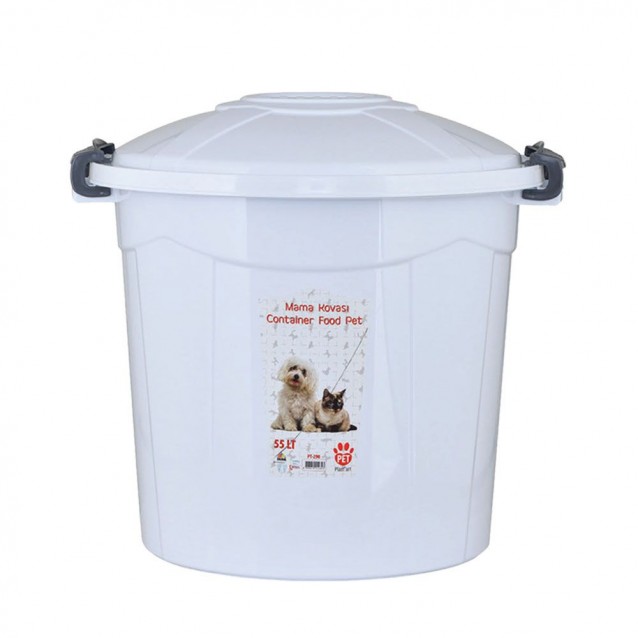 Pet Plast Art Πλαστικός Κάδος Αποθήκευσης Τροφής Κατοικίδιων 55lt Άσπρο 49x50cm