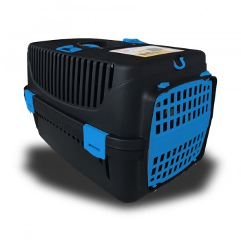 Pet Plast Art Κλουβί Μεταφοράς Κατοικίδιων Με Πλαστική Πόρτα Μαύρο/Μπλε Max 8kg