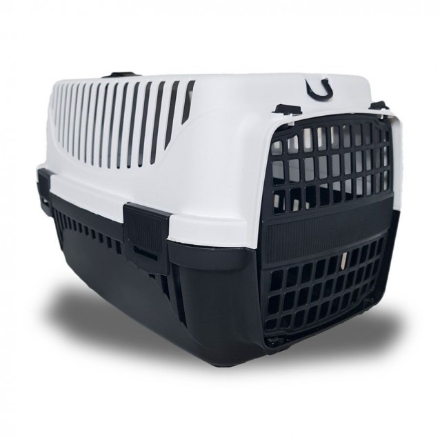 Pet Plast Art Κλουβί Μεταφοράς Κατοικίδιων Με Πλαστική Πόρτα  Άσπρο/Μαύρο Max 8kg