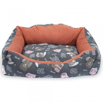 Madpet Κρεβάτι Deluxe Γκρι Με Σκυλάκια 55x43x17cm