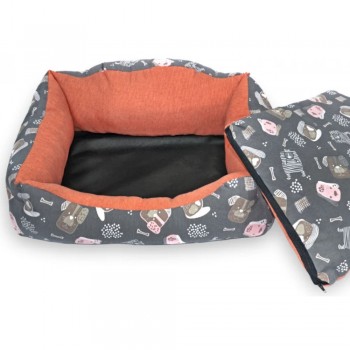 Madpet Κρεβάτι Deluxe Γκρι Με Σκυλάκια 55x43x17cm