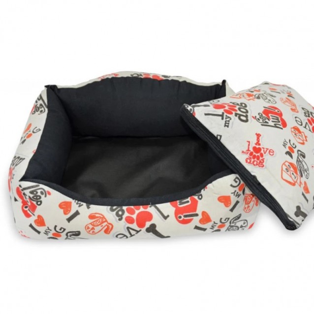 Madpet Κρεβάτι Deluxe Εκρού I Love my Dog 55x43x17cm